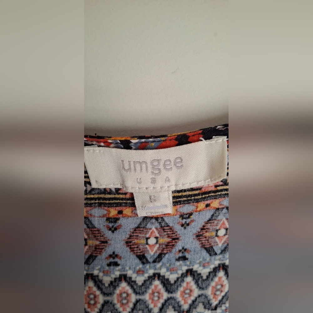 Umgee Aztec Print Colorful Sleeveless MiniDress Multicolor Sz S Bohemian Summer - Picture 4 of 5
